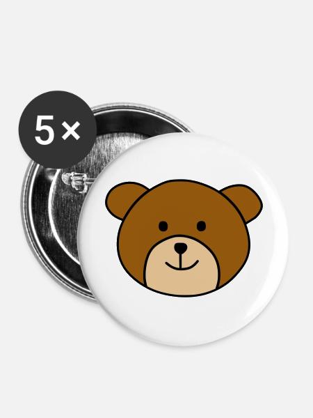 Cute bear - Buttons groß 56 mm (5er Pack) - Weiß