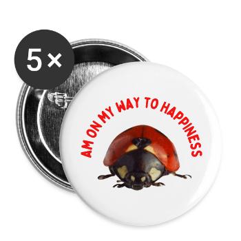 Ladybugs on the way to happiness - Buttons large 2.2''/56 mm (5-pack) - white - Front