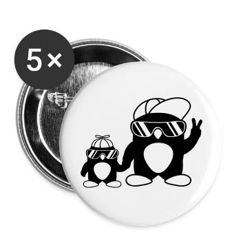 Papa kid pingouins cool - Lot de 5 grands badges (56 mm) - blanc - Devant