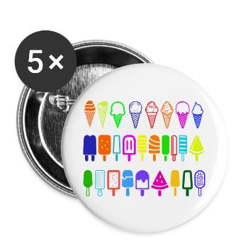 Eis am Stil in vielen Farben - Buttons groß 56 mm (5er Pack) - Weiß - Vorne