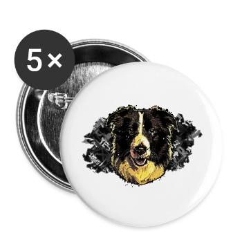 Head of Border collie - In graffiti #2 - Buttons large 2.2''/56 mm (5-pack) - white - Front