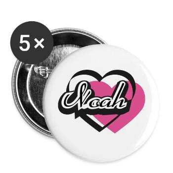 Name Noah - Buttons groß 56 mm (5er Pack) - Weiß - Vorne