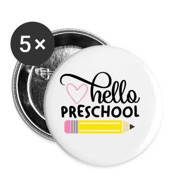 Hello Preschool - Buttons large 2.2''/56 mm (5-pack) - white - Front