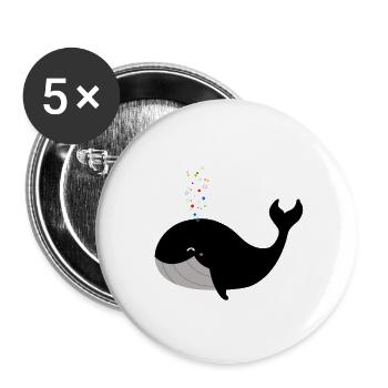 Happy Whale - Buttons groß 56 mm (5er Pack) - Weiß - Vorne
