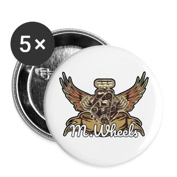 Moteur by M.Wheels - Lot de 5 grands badges (56 mm) - blanc - Devant