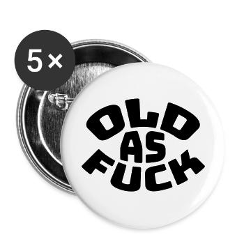 old AF Text Logo - Buttons groß 56 mm (5er Pack) - Weiß - Vorne