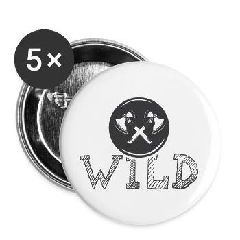 Icône de l’outil Wild Axe Icône du logo Emblème graphique - Lot de 5 grands badges (56 mm) - blanc - Devant