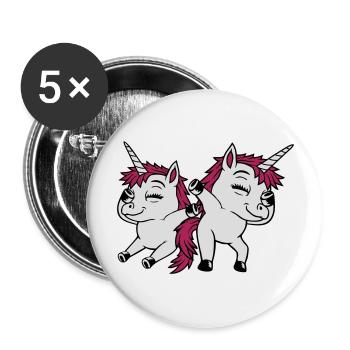 2 Dabbing dancing unicorns - Buttons large 2.2''/56 mm (5-pack) - white - Front