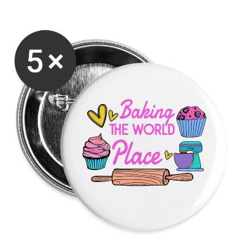 Baking Baker Baker Bakery Confectionery Cake - Buttons large 2.2''/56 mm (5-pack) - white - Front