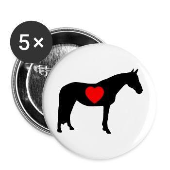 Cheval - Lot de 5 grands badges (56 mm) - blanc - Devant