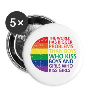 LGBTQ Nonbinary Colorful Rainbow Flag LGBTQ+ Pride - Buttons large 2.2''/56 mm (5-pack) - white - Front