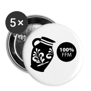 Bembel 100 % FFM #069 #FrankfurtLiebe #FFMoriginal - Lot de 5 grands badges (56 mm) - blanc - Devant