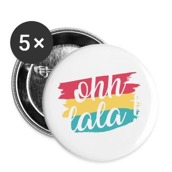Ohhlala,Oh là là // expression française - Lot de 5 grands badges (56 mm) - blanc - Devant