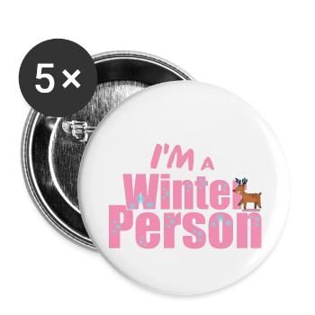 Hiver - Dicton d’hiver - Lot de 5 grands badges (56 mm) - blanc - Devant