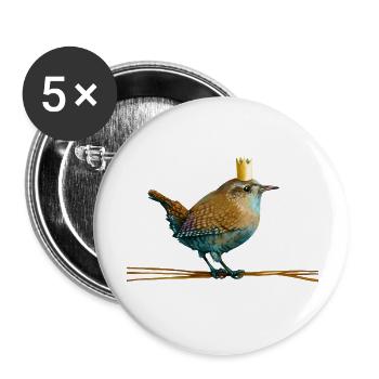 Zauni Zaunkönig - Buttons groß 56 mm (5er Pack) - Weiß - Vorne