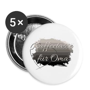 Kaffeetasse für Oma - Buttons groß 56 mm (5er Pack) - Weiß - Vorne