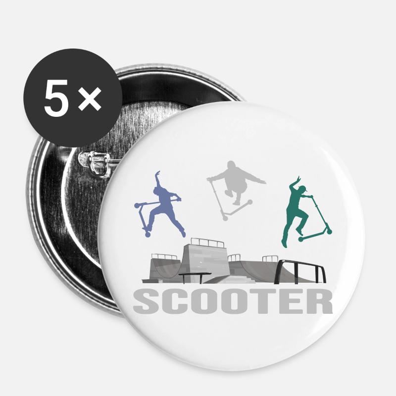cascadescooter rollerscooter scooter e-scooter - Lot de 5 grands badges (56 mm) - blanc