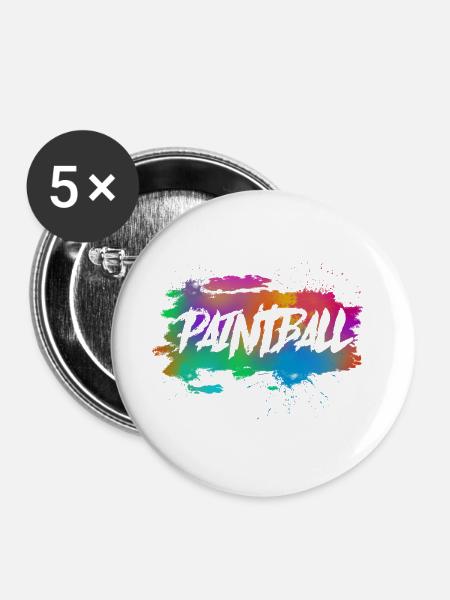Paintball - Buttons groß 56 mm (5er Pack) - Weiß