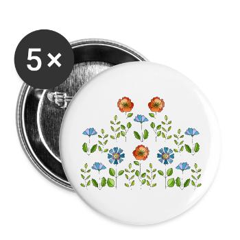 Fleur - Lot de 5 grands badges (56 mm) - blanc - Devant