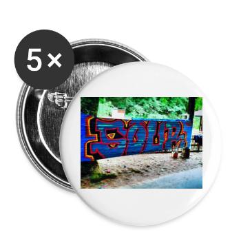 Foliengraffiti - Buttons groß 56 mm (5er Pack) - Weiß - Vorne
