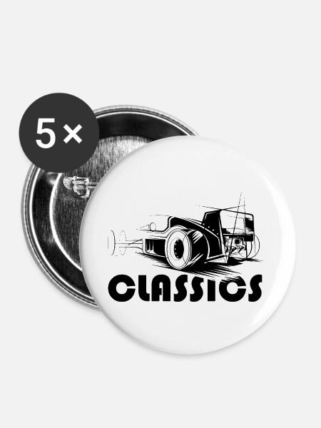 classics Auto Symbol Illustration Grafik icon - Buttons groß 56 mm (5er Pack) - Weiß