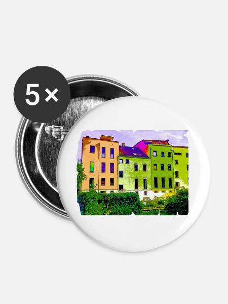 Bild nach Art von "" Bild Häuser - Buttons groß 56 mm (5er Pack) - Weiß