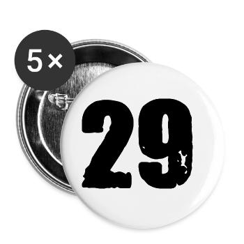 29 Zahl Trikot - Buttons groß 56 mm (5er Pack) - Weiß - Vorne