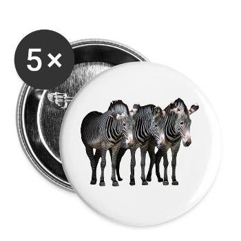 Trois zèbres - Lot de 5 grands badges (56 mm) - blanc - Devant
