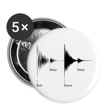 Drumbeat - Buttons groß 56 mm (5er Pack) - Weiß - Vorne