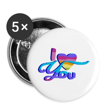 I Love You - Rainbow - Buttons large 2.2''/56 mm (5-pack) - white - Front