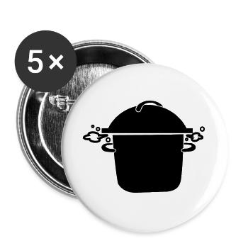 Poêle à soupe bouillante - Lot de 5 grands badges (56 mm) - blanc - Devant