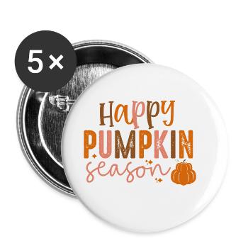 Frohe Kürbissaison - Buttons groß 56 mm (5er Pack) - Weiß - Vorne