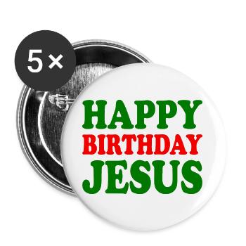 Happy birthday jesus - Buttons large 2.2''/56 mm (5-pack) - white - Front