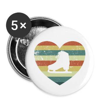 Schlittschuhe Eiskunstläuferin Eislaufen Vintage - Buttons groß 56 mm (5er Pack) - Weiß - Vorne
