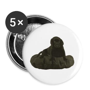 niedliche Tierbabys, Labrador welpe, outfits damen - Buttons groß 56 mm (5er Pack) - Weiß - Vorne