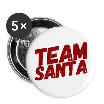 TEAM SANTA +++ Merry Christmas, X-Mas, Weihnachten - Buttons groß 56 mm (5er Pack) - Weiß - Vorne