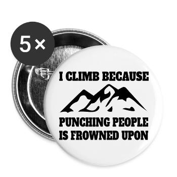 Klettern Berg Bouldern Berge Wandern Bergsteigen - Buttons groß 56 mm (5er Pack) - Weiß - Vorne