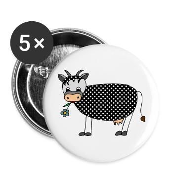 Kuh - Buttons groß 56 mm (5er Pack) - Weiß - Vorne