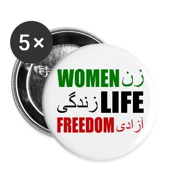 Women life freedom - Buttons large 2.2''/56 mm (5-pack) - white - Front