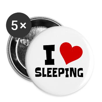 Ich liebe es zu schlafen # - Buttons groß 56 mm (5er Pack) - Weiß - Vorne