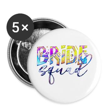 Braut Braut Hochzeit Junggesellenabschied Brautjungfernabschied - Buttons groß 56 mm (5er Pack) - Weiß - Vorne
