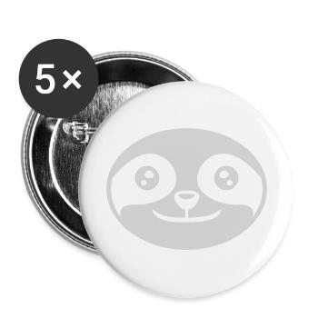 Tête ronde face paresseux - Lot de 5 grands badges (56 mm) - blanc - Devant