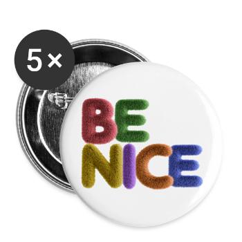 Be Nice - Buttons groß 56 mm (5er Pack) - Weiß - Vorne