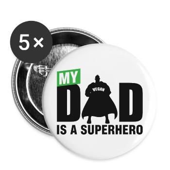 Mon père est un super-héros - Lot de 5 grands badges (56 mm) - blanc - Devant