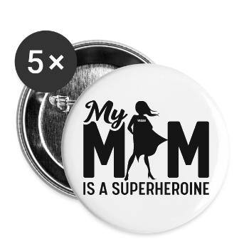 Ma mère est une super-héroïne - Lot de 5 grands badges (56 mm) - blanc - Devant
