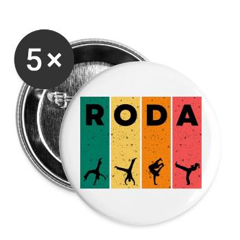 T-shirt RODA | Capoeira Design - Lot de 5 grands badges (56 mm) - blanc - Devant