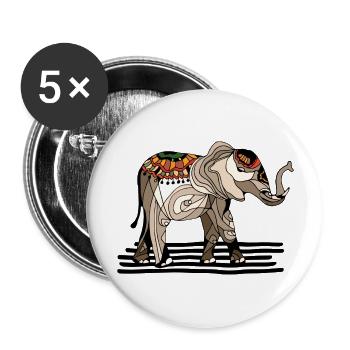Elefant - Buttons groß 56 mm (5er Pack) - Weiß - Vorne