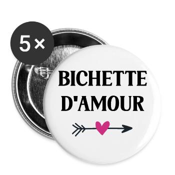 bichette d'amour - Lot de 5 grands badges (56 mm) - blanc - Devant