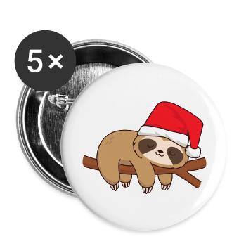 Paresseux dormant à la succursale Noël Noël Saint-Nicolas - Lot de 5 grands badges (56 mm) - blanc - Devant