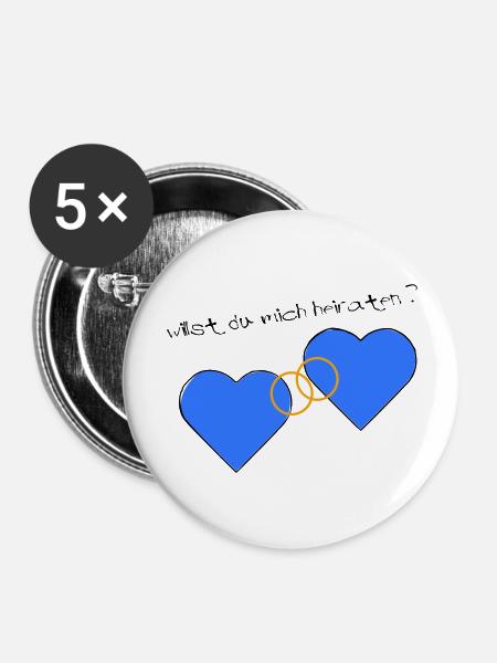 Heiratsantrag blau blau - Buttons groß 56 mm (5er Pack) - Weiß